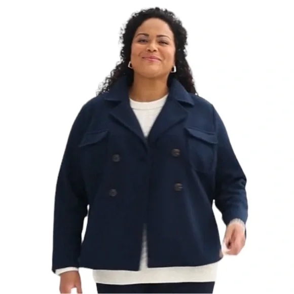 Croft & Barrow navy double breasted cropped jacket 2X - Picture 6 of 16